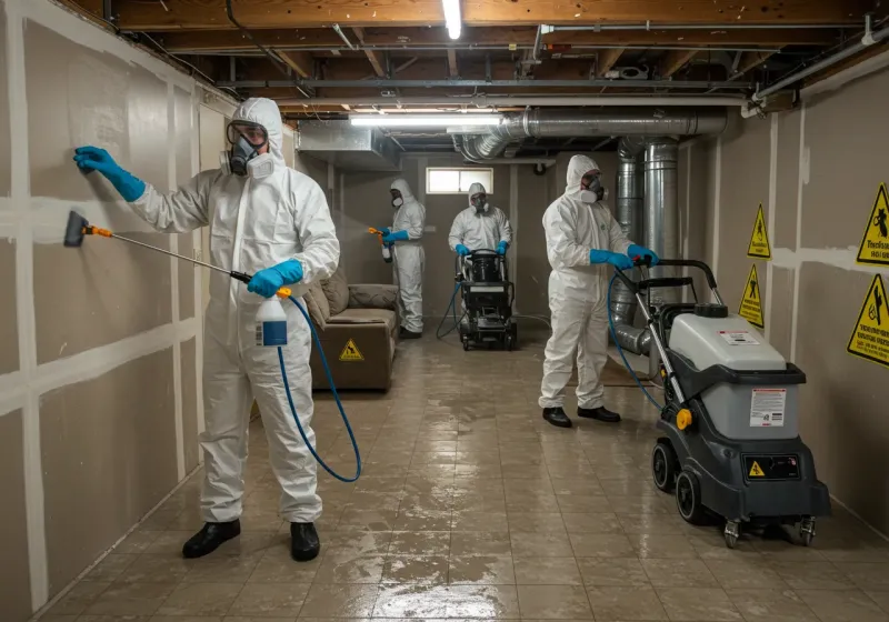 Basement Moisture Removal and Structural Drying process in Hudson Bend, TX